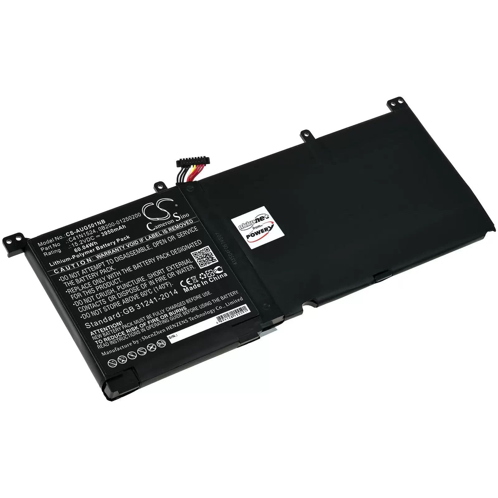 Batterie adaptée pour ordinateur portable gaming Asus Rog G501VW-FY106T, Rog G501VW-FY107T, type C41N1524 et autres